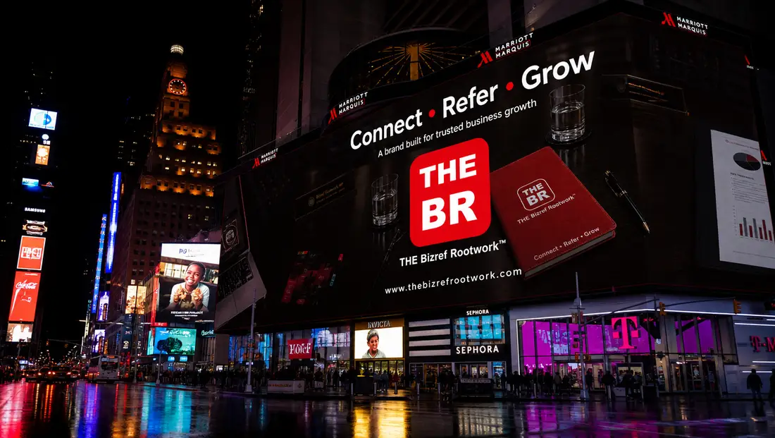 Concept render: THEBR digital billboard at night in Times Square