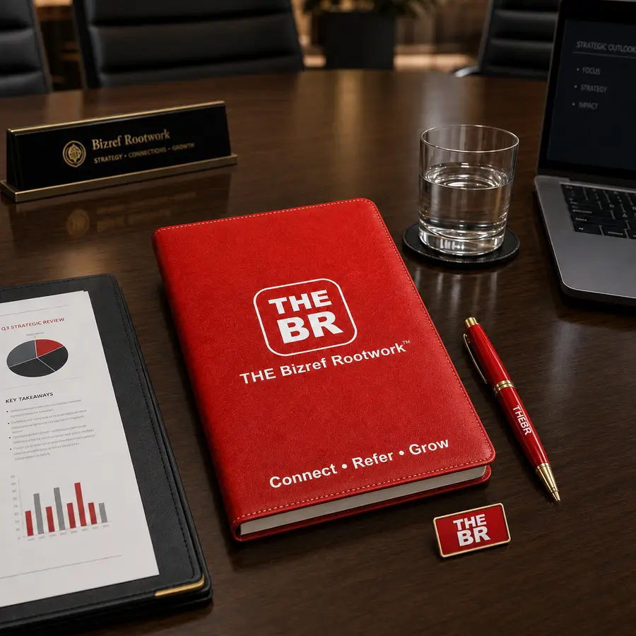 THEBR welcome kit with journal, pen and pin